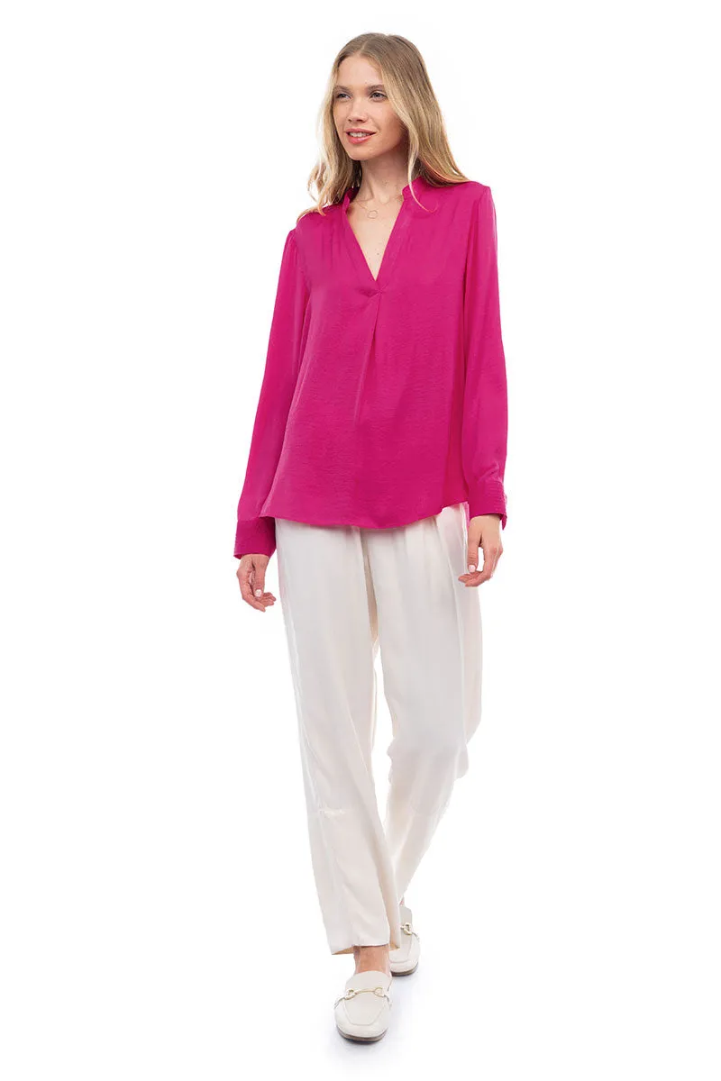 V Neck Collar Band Blouse