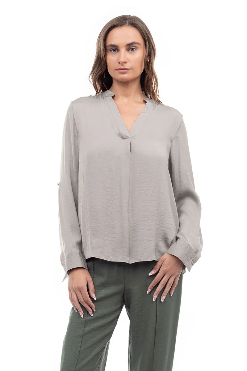 V Neck Collar Band Blouse