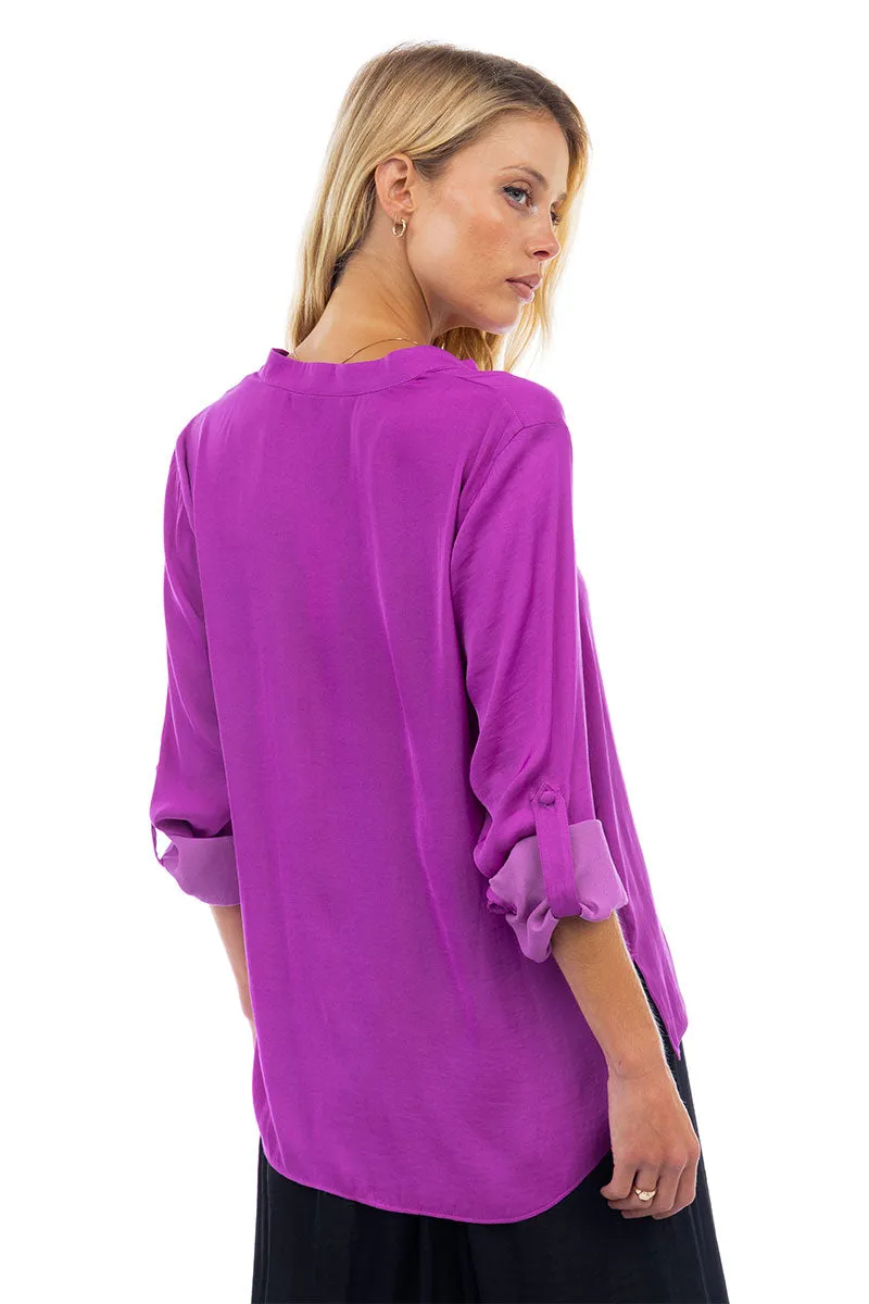 V Neck Collar Band Blouse