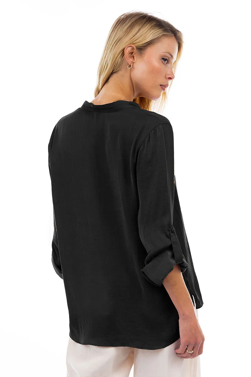 V Neck Collar Band Blouse