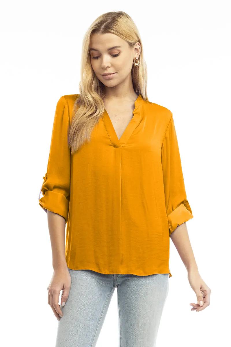V Neck Collar Band Blouse