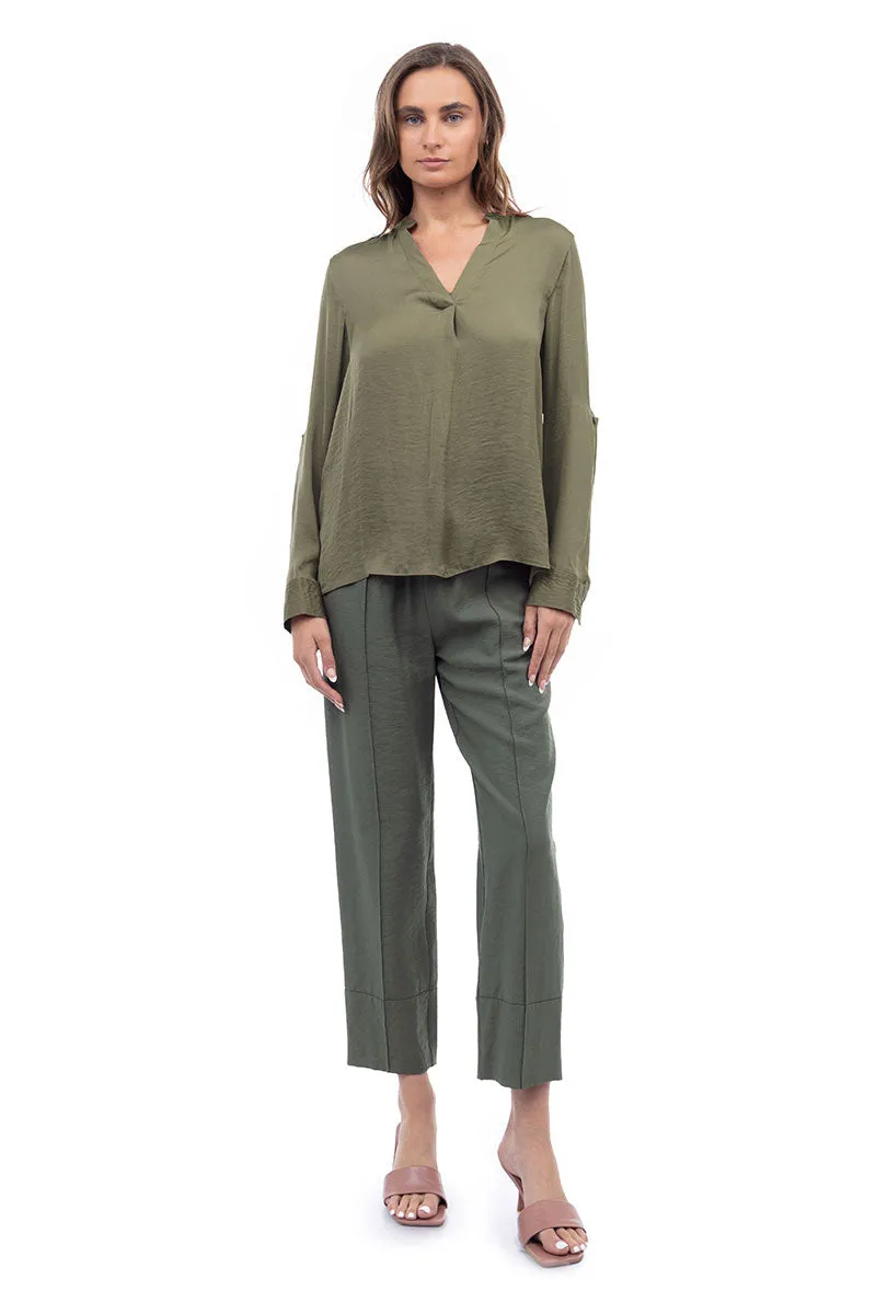 V Neck Collar Band Blouse