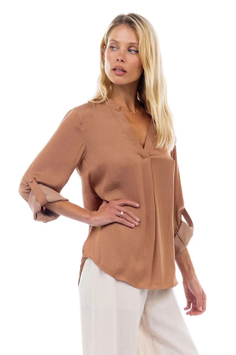 V Neck Collar Band Blouse