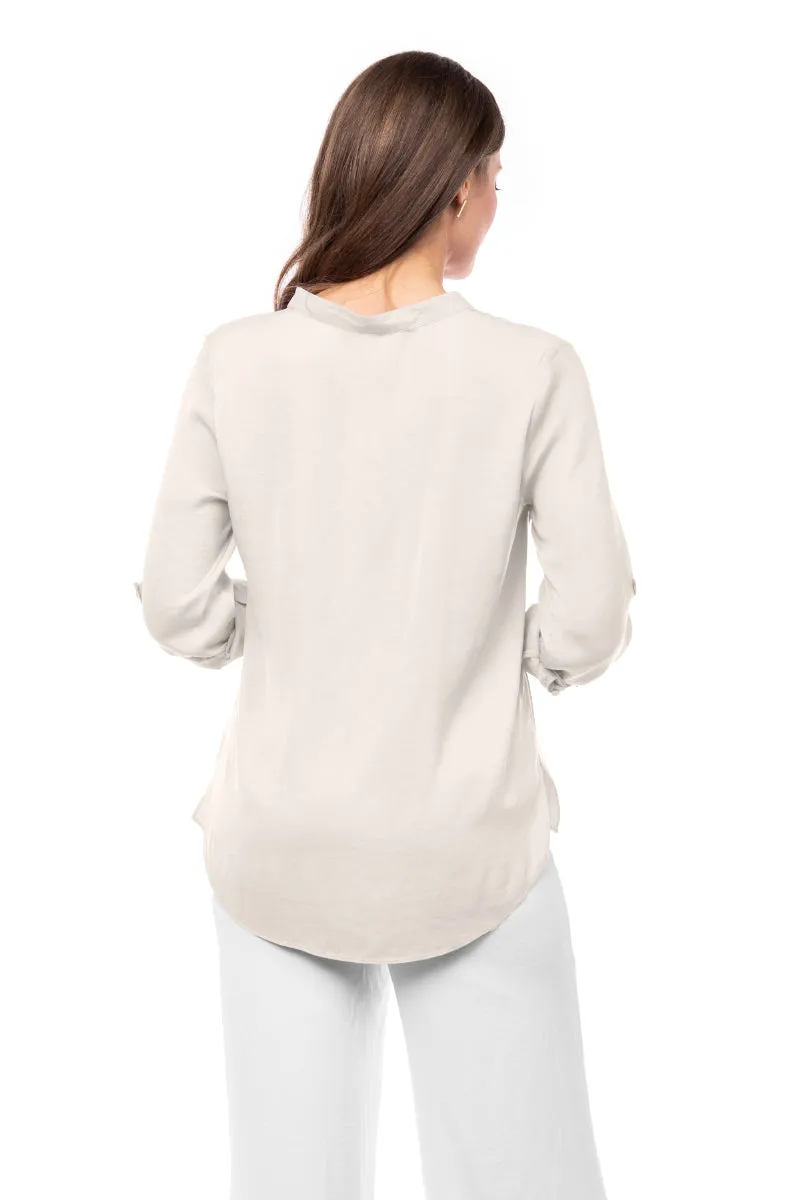 V Neck Collar Band Blouse