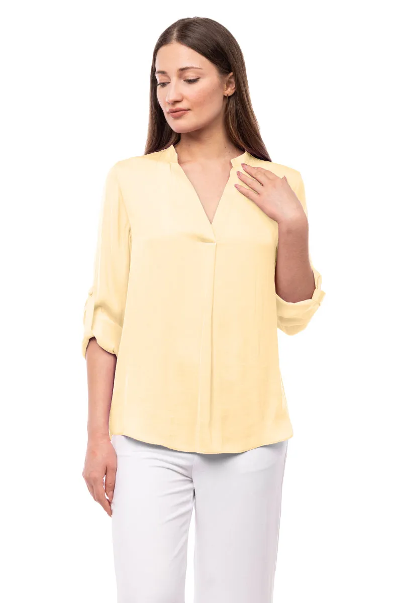 V Neck Collar Band Blouse