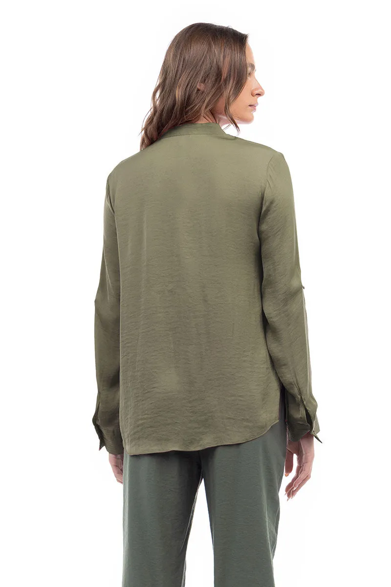 V Neck Collar Band Blouse