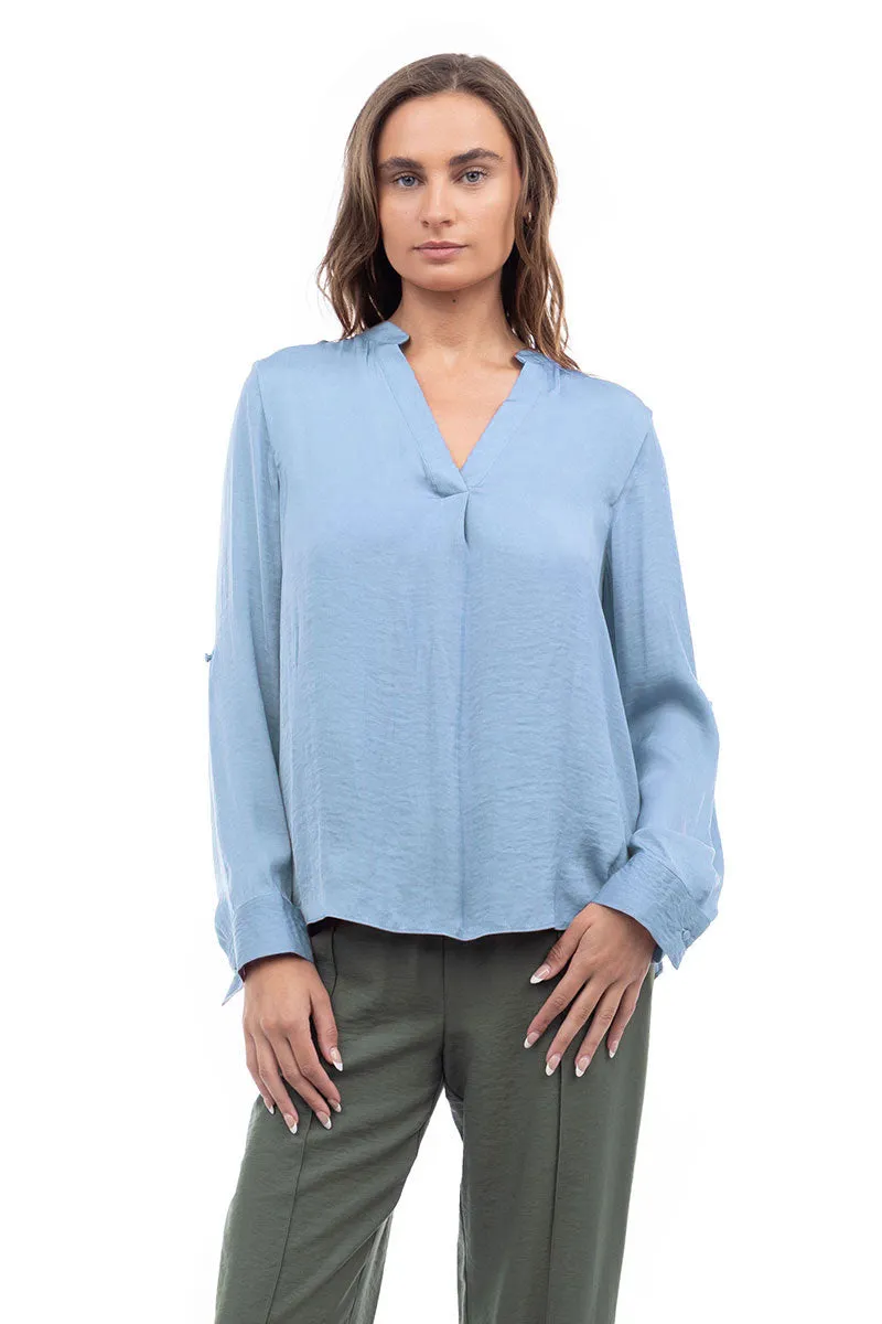 V Neck Collar Band Blouse