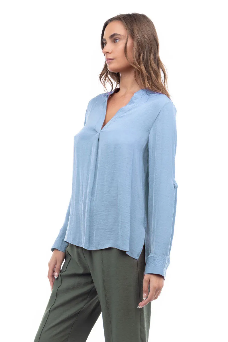 V Neck Collar Band Blouse