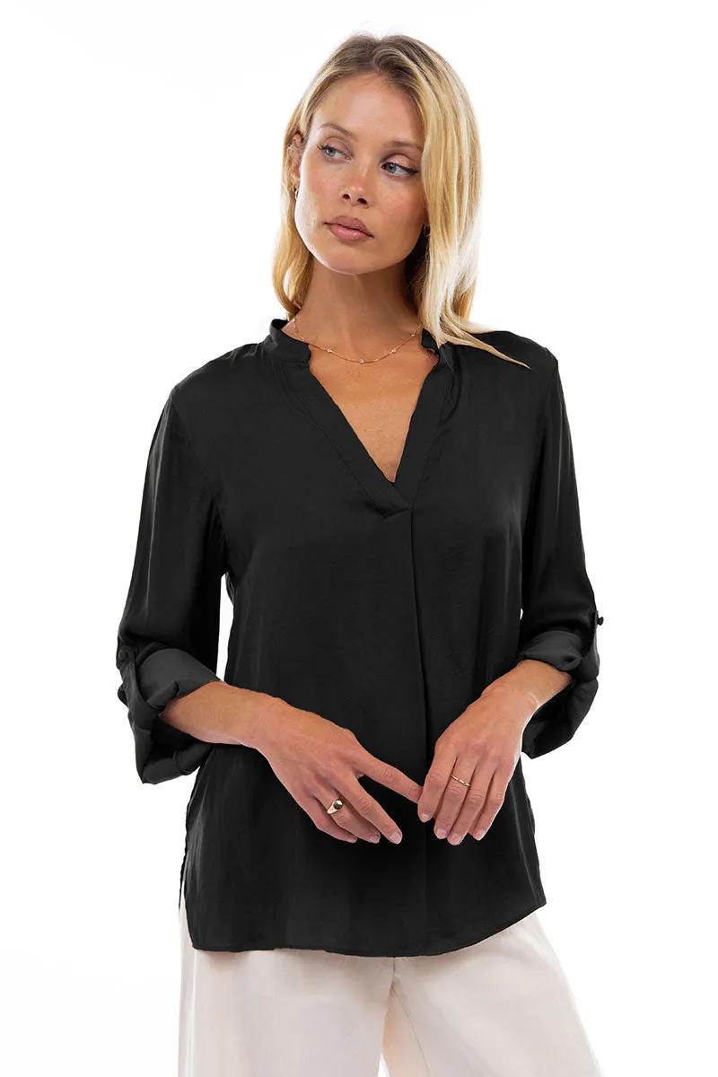 V Neck Collar Band Blouse