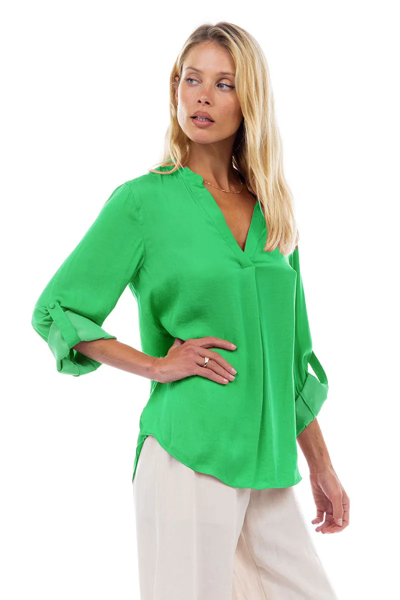 V Neck Collar Band Blouse