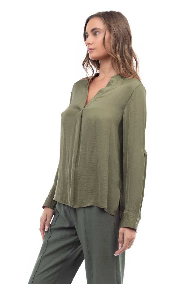 V Neck Collar Band Blouse
