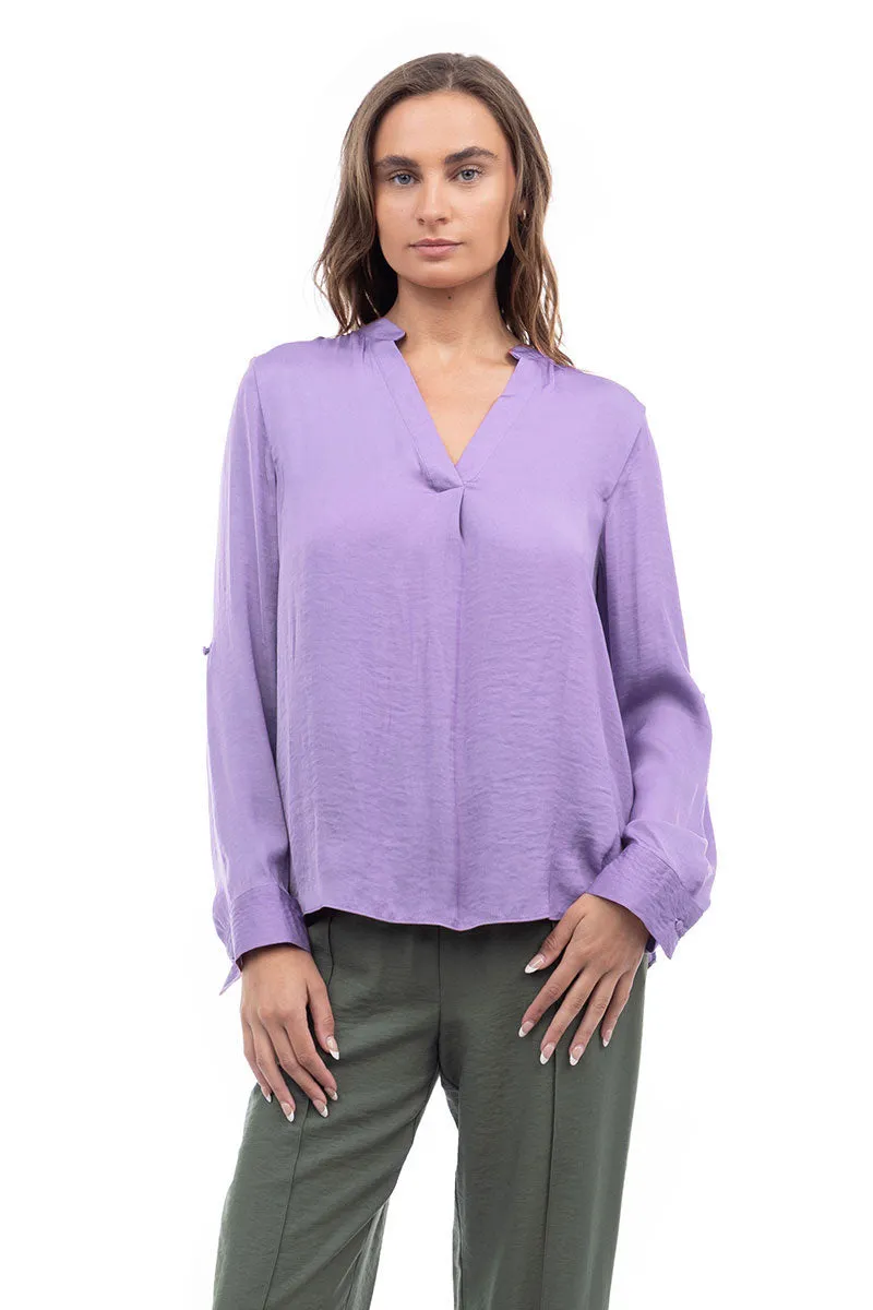 V Neck Collar Band Blouse