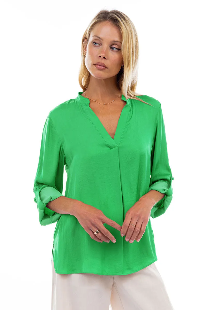 V Neck Collar Band Blouse