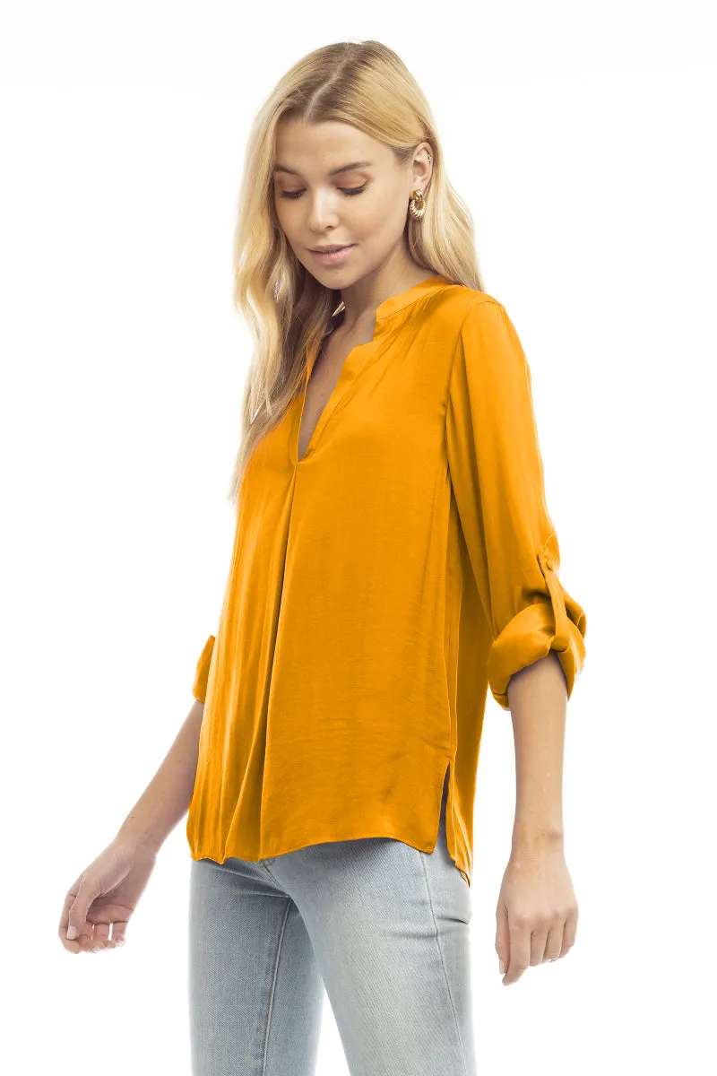V Neck Collar Band Blouse