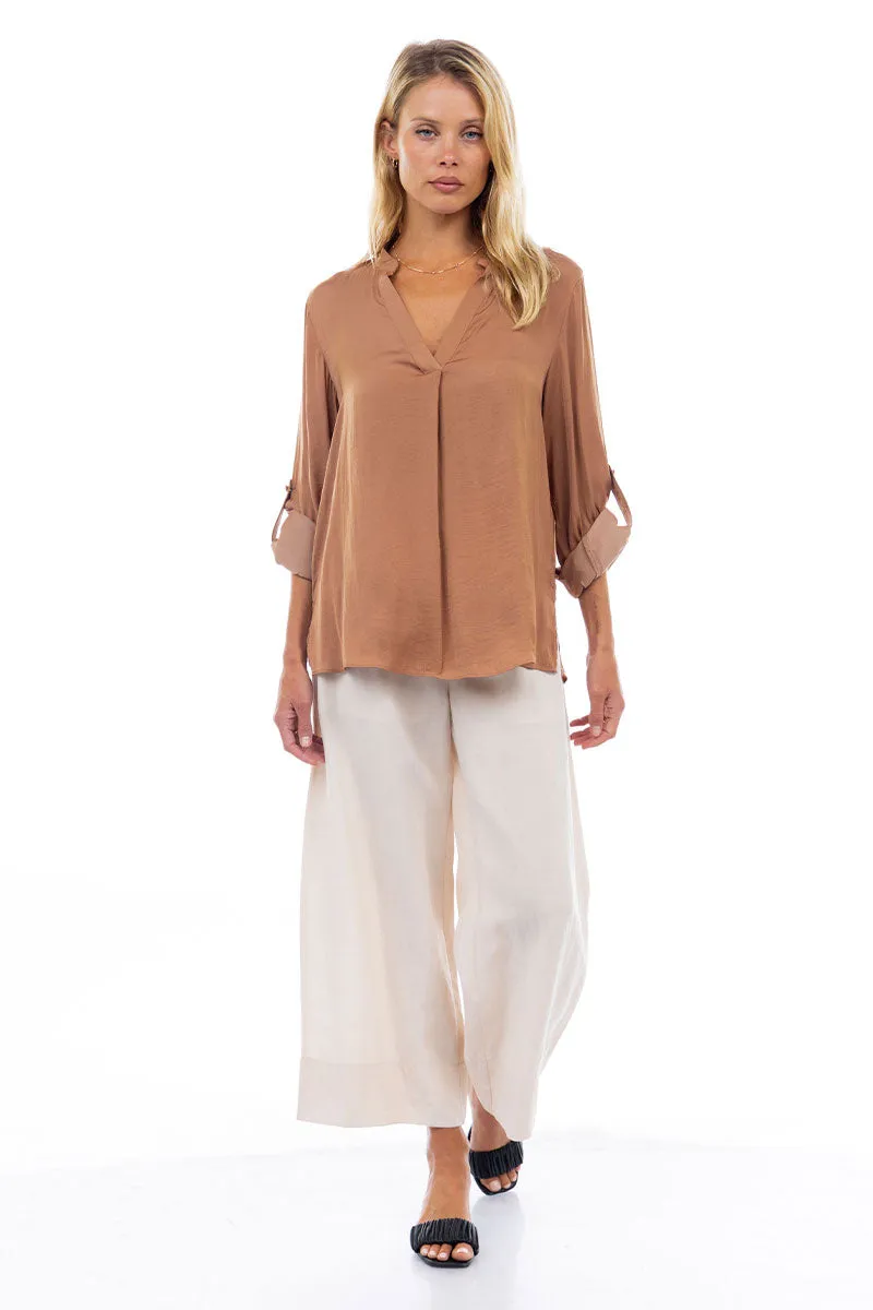 V Neck Collar Band Blouse