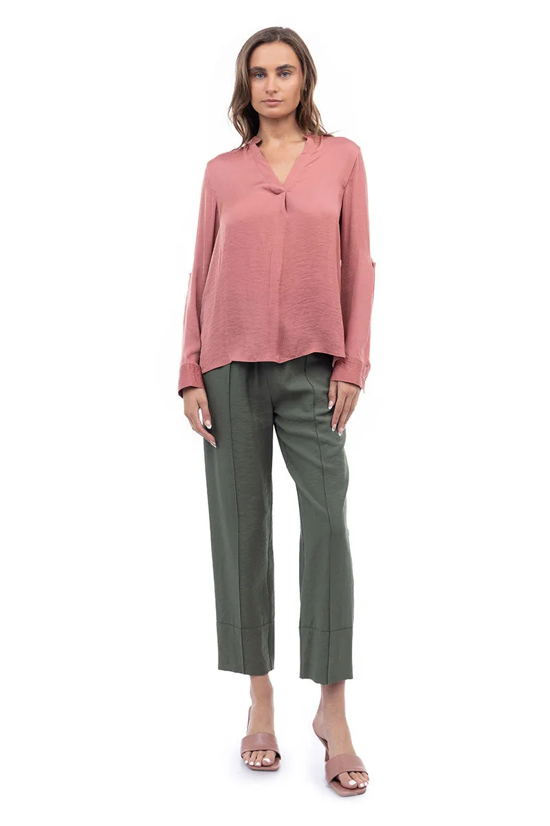 V Neck Collar Band Blouse