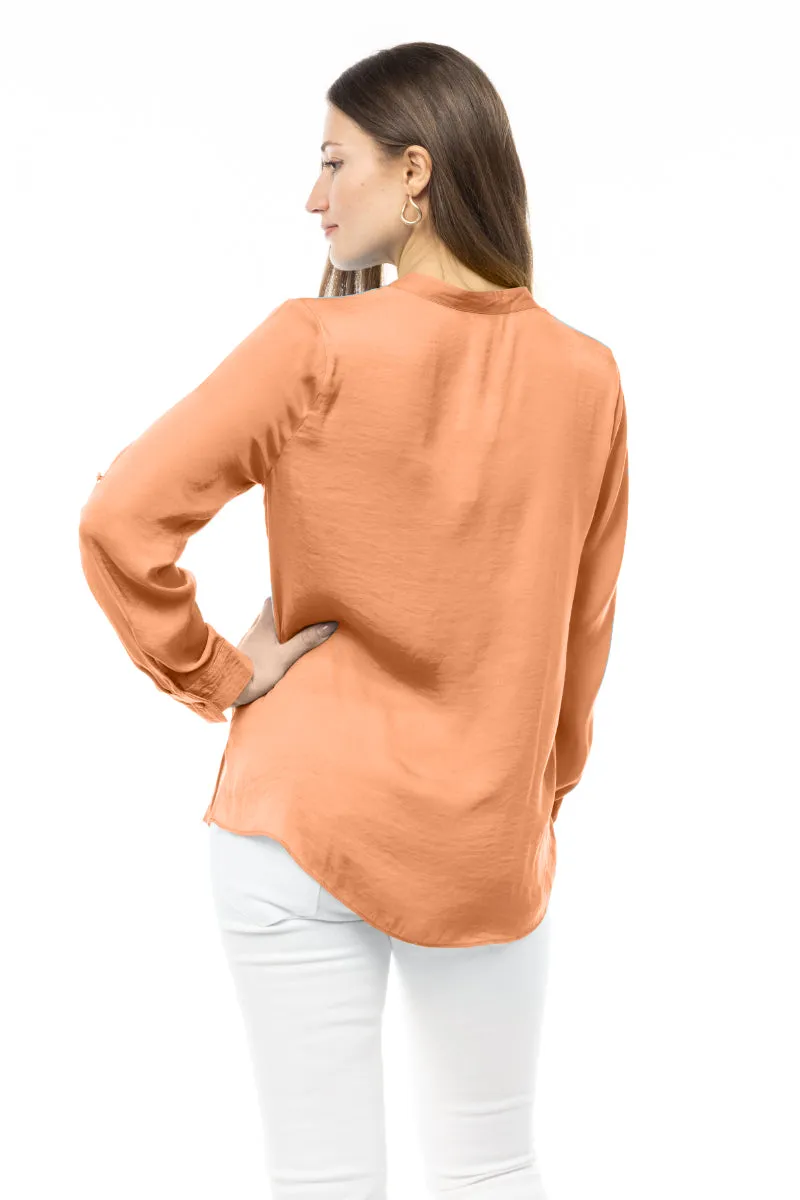 V Neck Collar Band Blouse