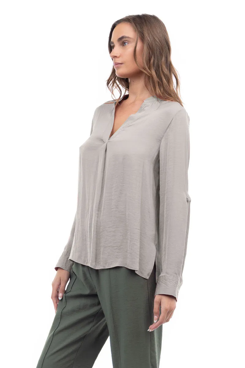 V Neck Collar Band Blouse