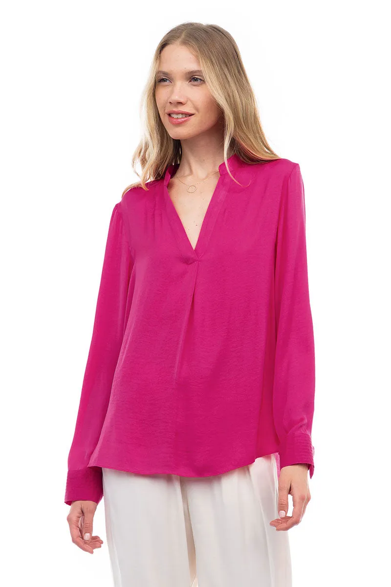 V Neck Collar Band Blouse