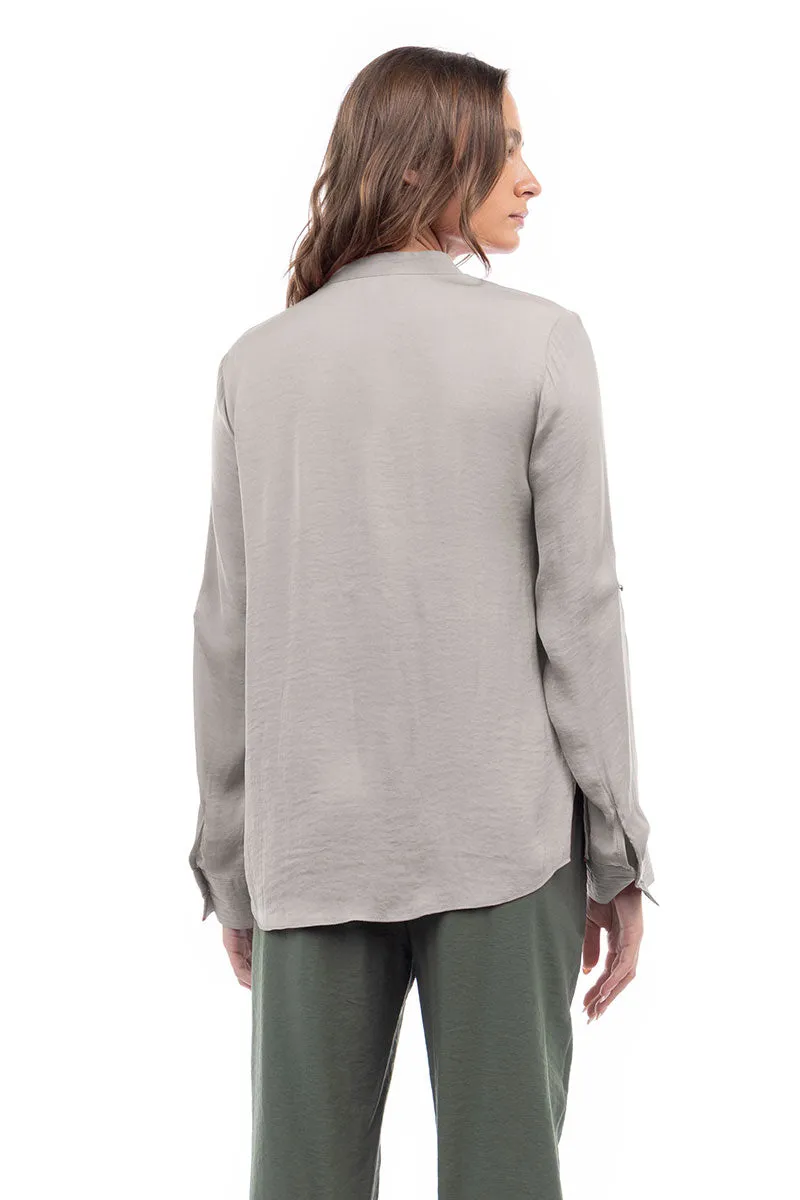 V Neck Collar Band Blouse