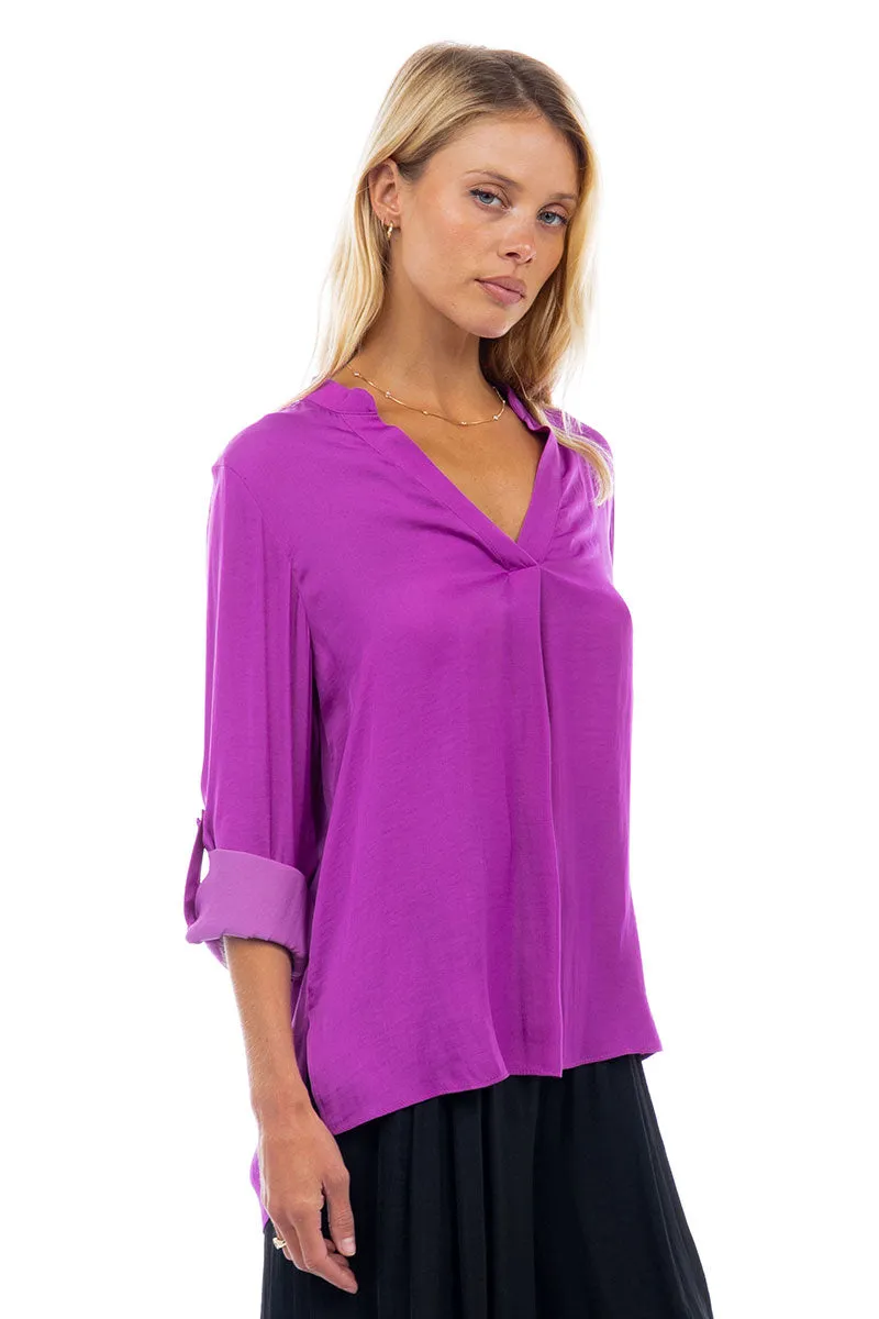 V Neck Collar Band Blouse
