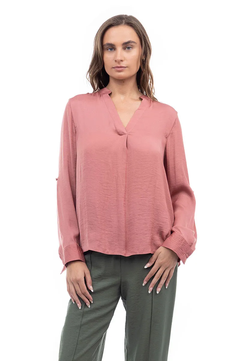 V Neck Collar Band Blouse