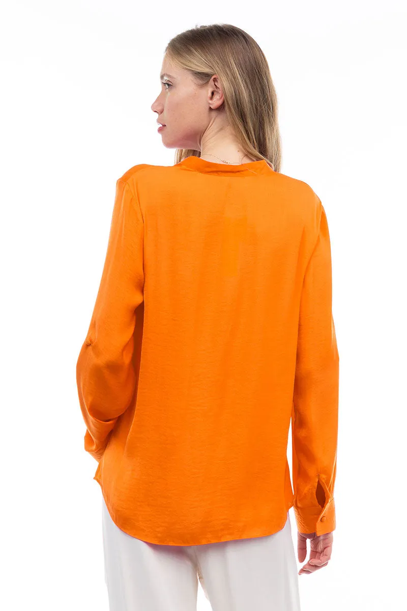 V Neck Collar Band Blouse