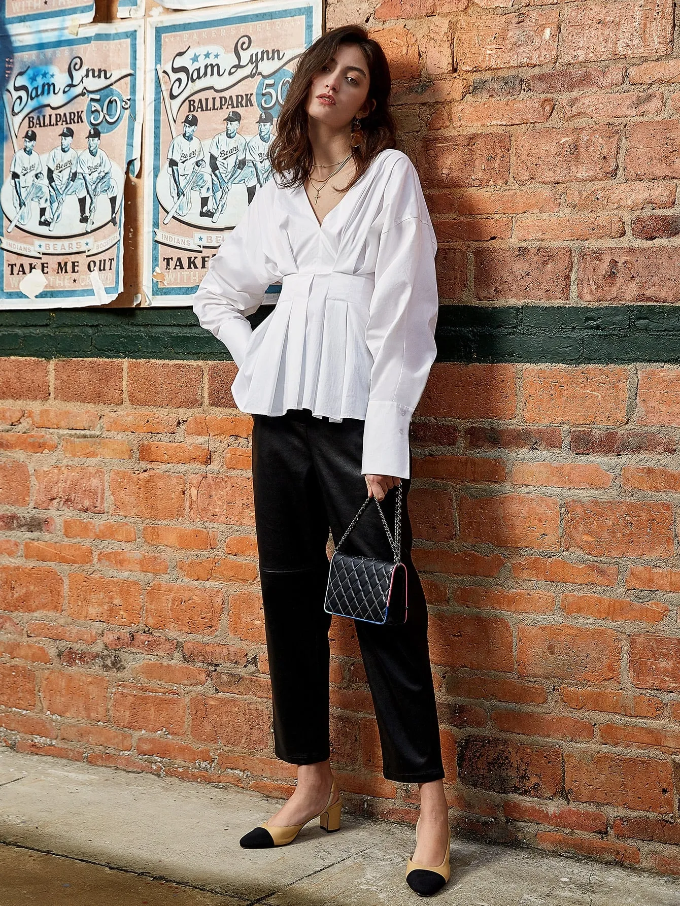 V Neck Cotton Blouse