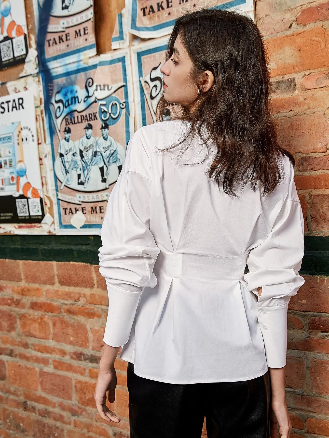 V Neck Cotton Blouse