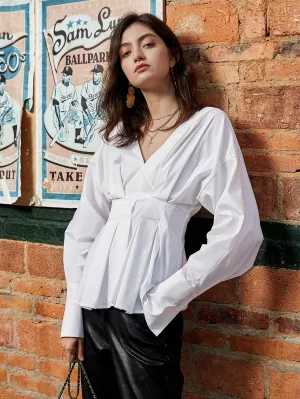 V Neck Cotton Blouse