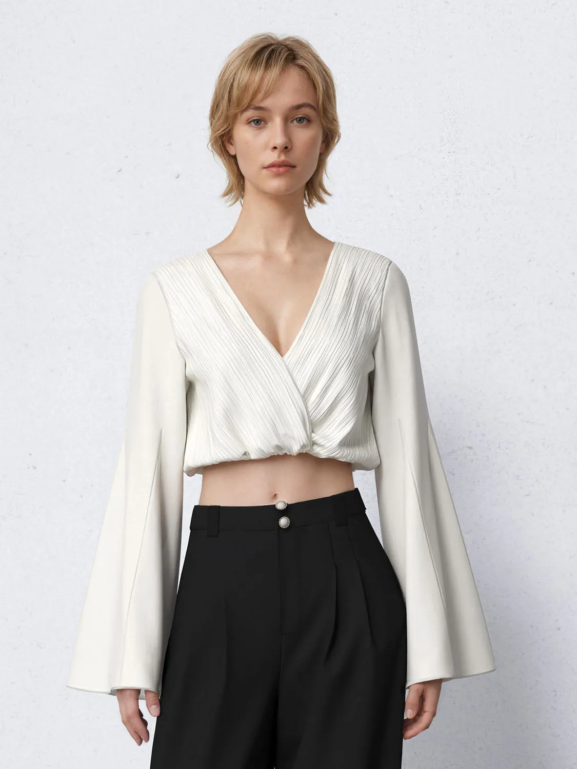 V-Neck Crossover Blouses