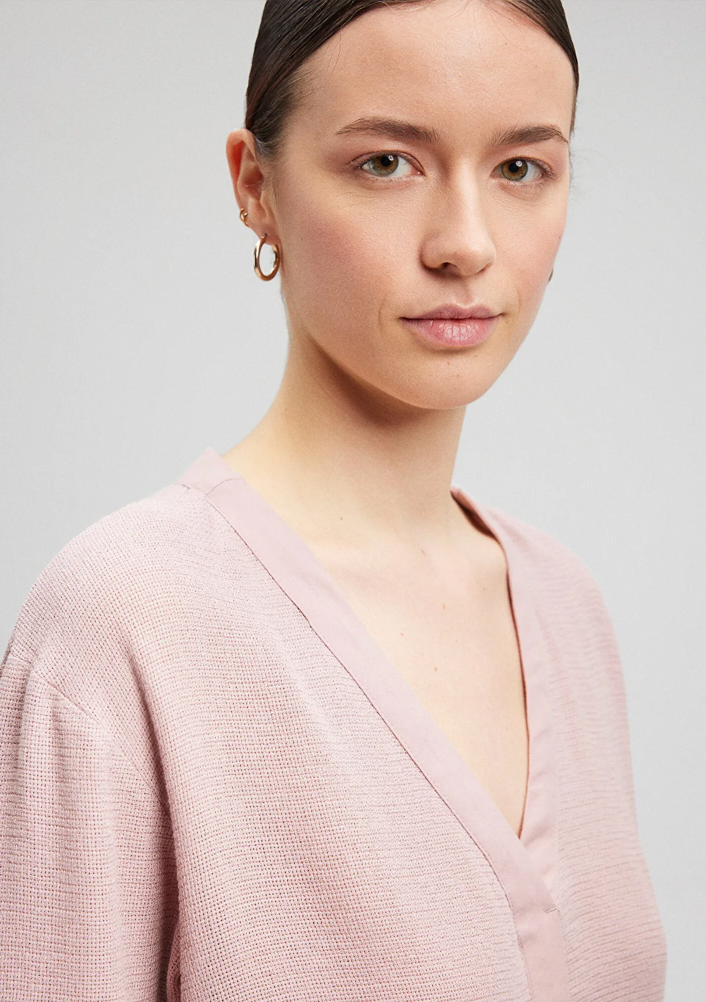 V Neck Pink Blouse