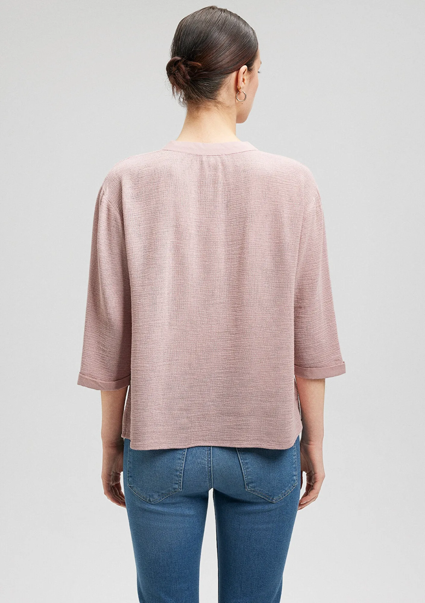 V Neck Pink Blouse