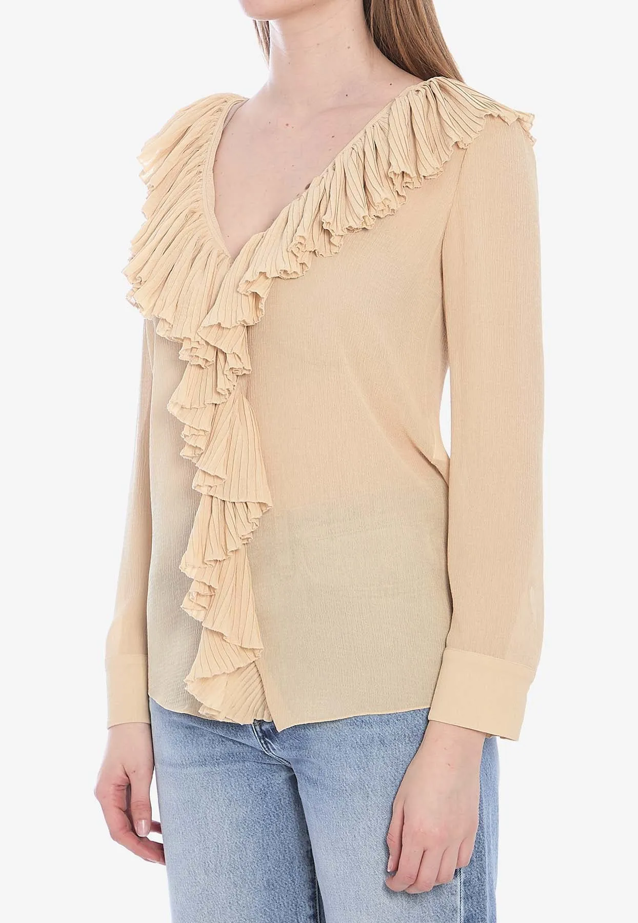 V-neck Ruffled Blouse