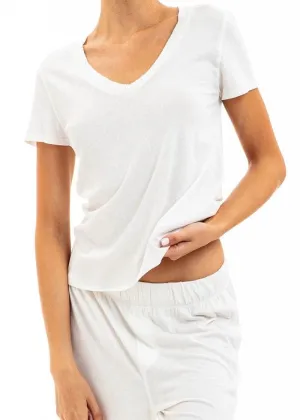 V Neck T-Shirt (Ivory)