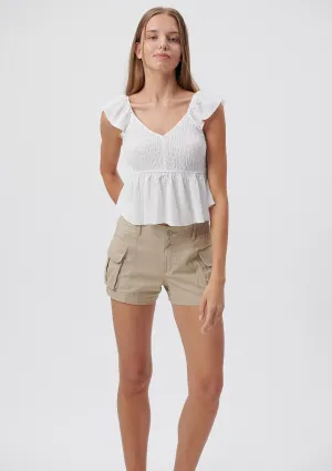 V Neck White Blouse