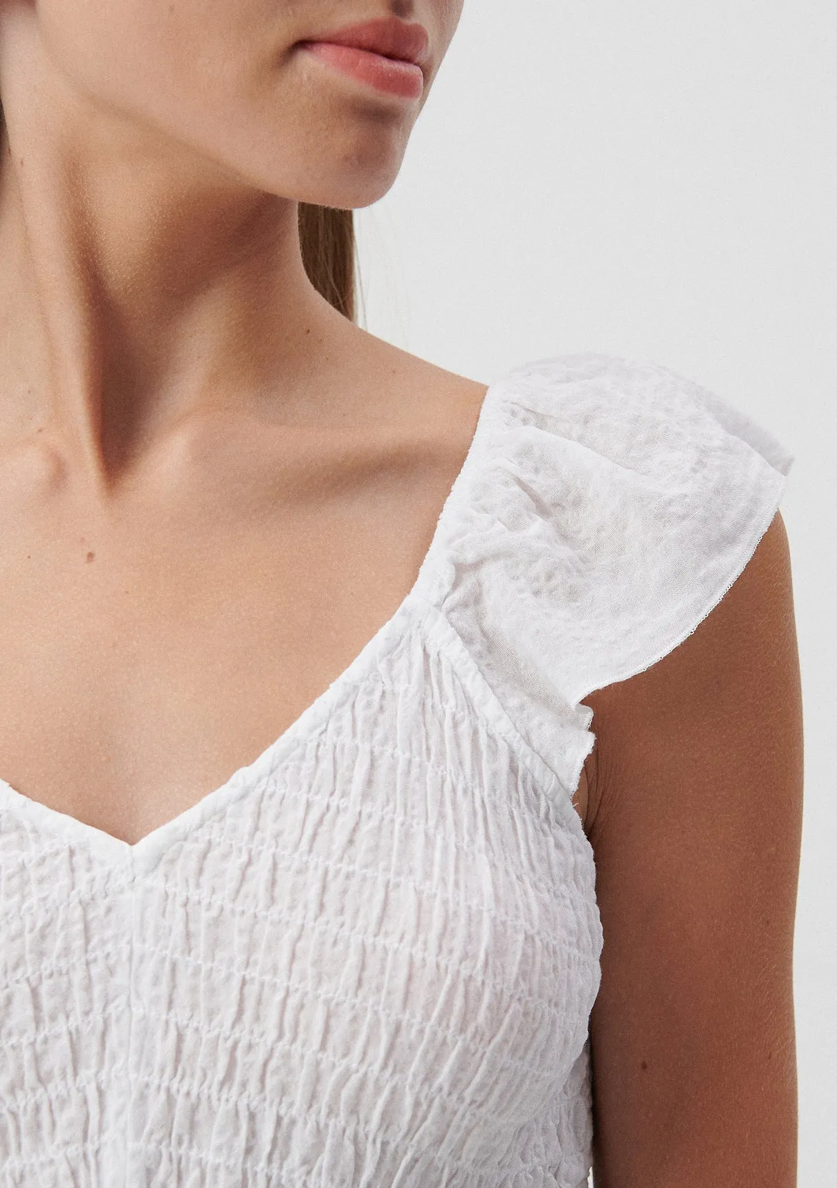 V Neck White Blouse