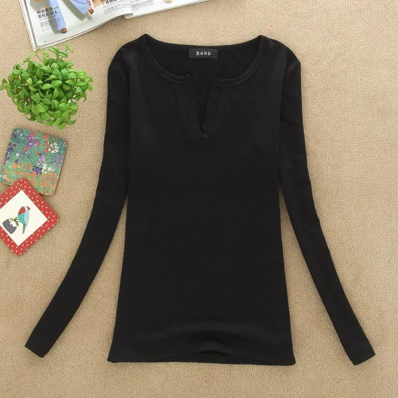 V-Neck Women Blouses slim Knitted Clothes Long Sleeve Tops for Women clothing,CT220