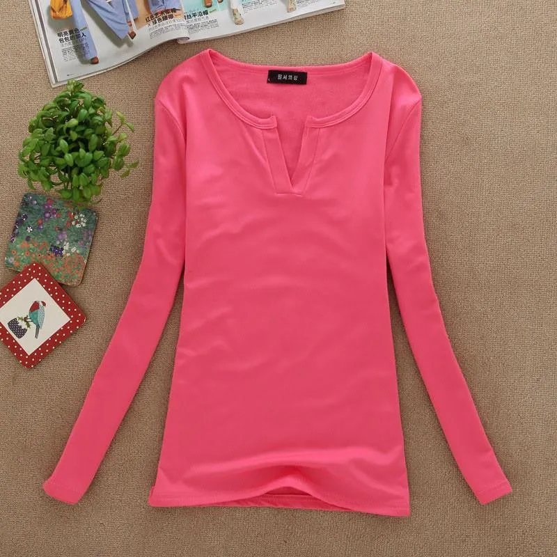V-Neck Women Blouses slim Knitted Clothes Long Sleeve Tops for Women clothing,CT220