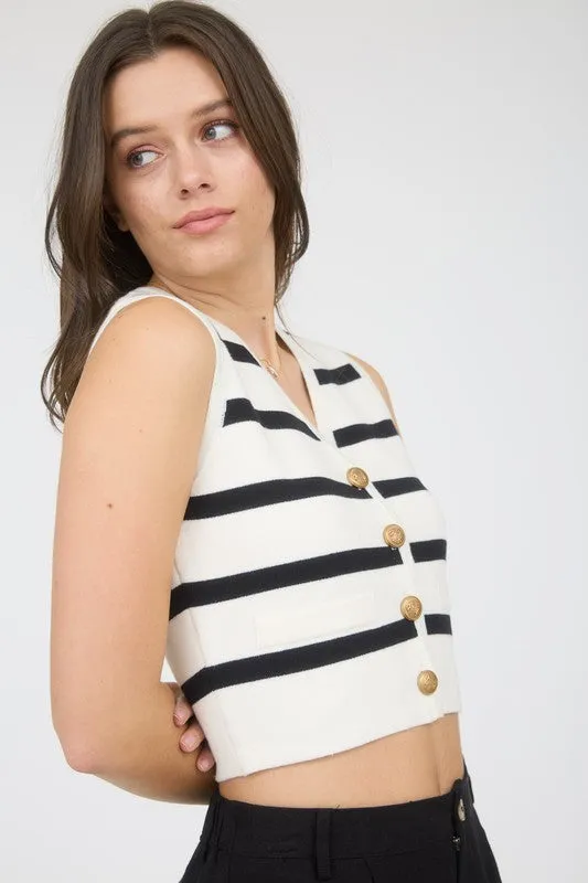 Vanilla Luxe Striped Sweater Vest