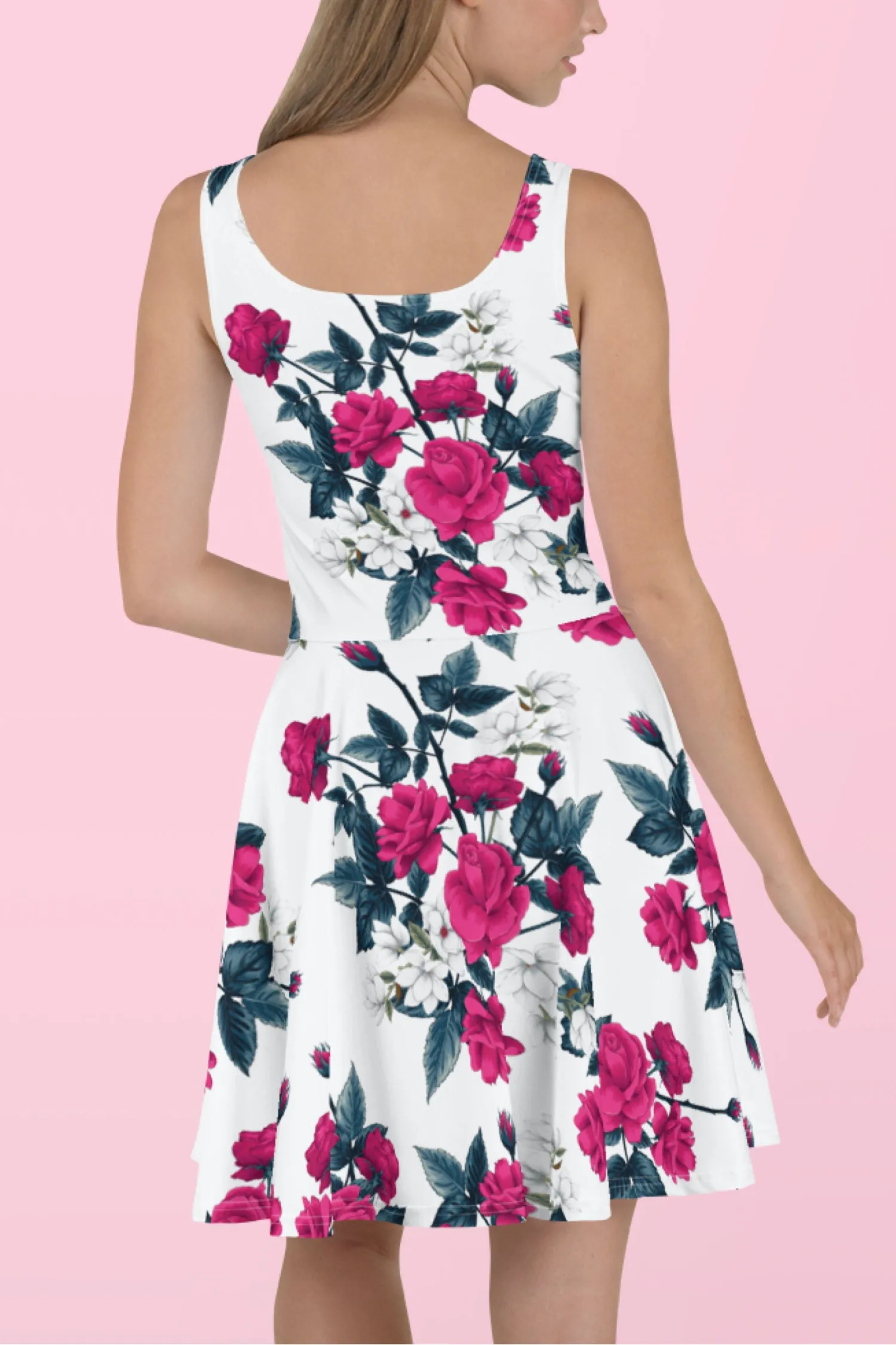 Vestido patinador de rosas