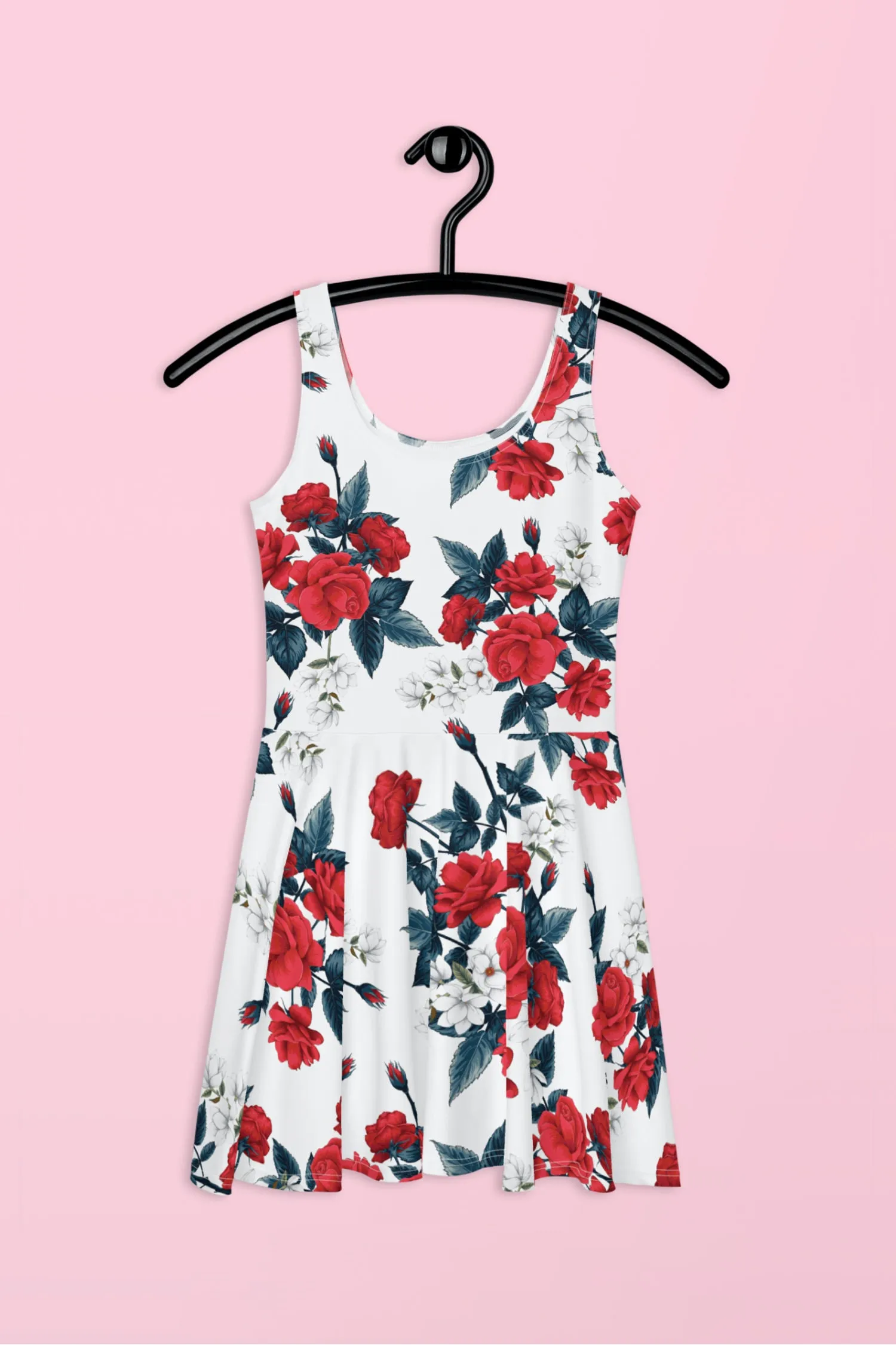 Vestido patinador de rosas