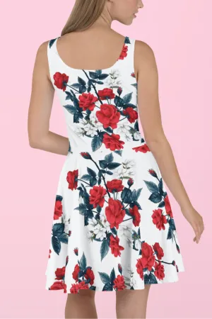 Vestido patinador de rosas
