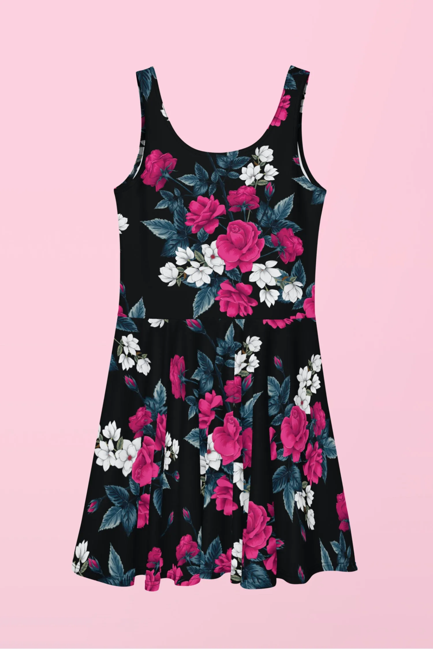 Vestido patinador de rosas
