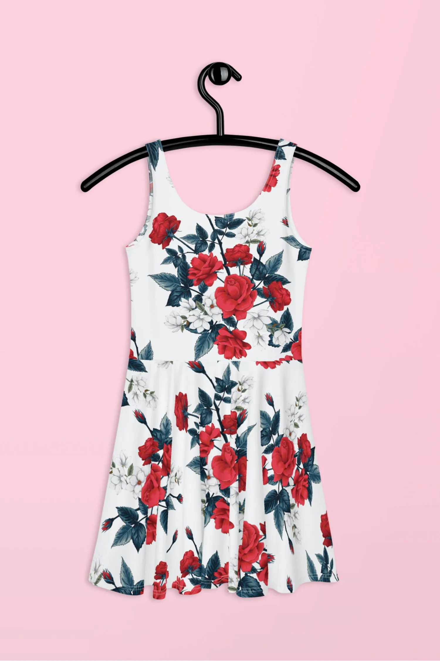 Vestido patinador de rosas