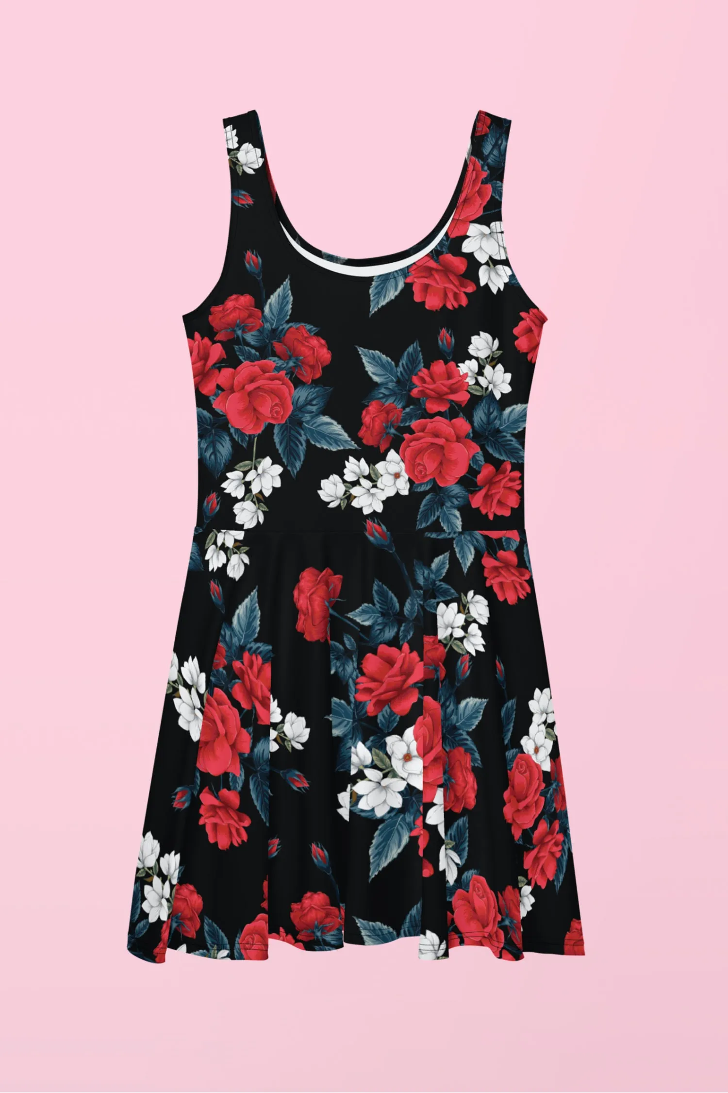 Vestido patinador de rosas