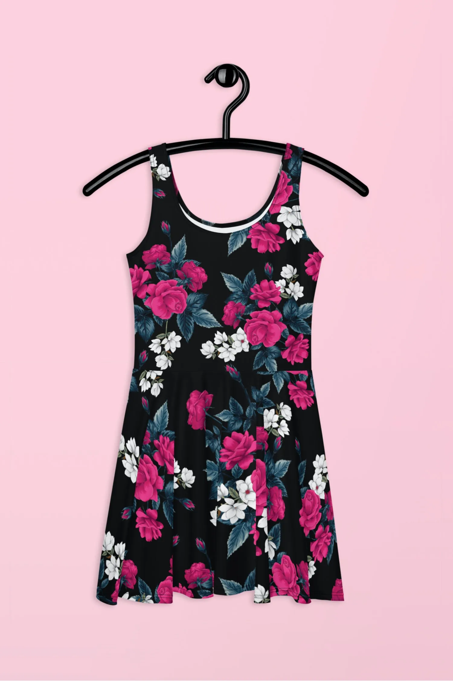 Vestido patinador de rosas
