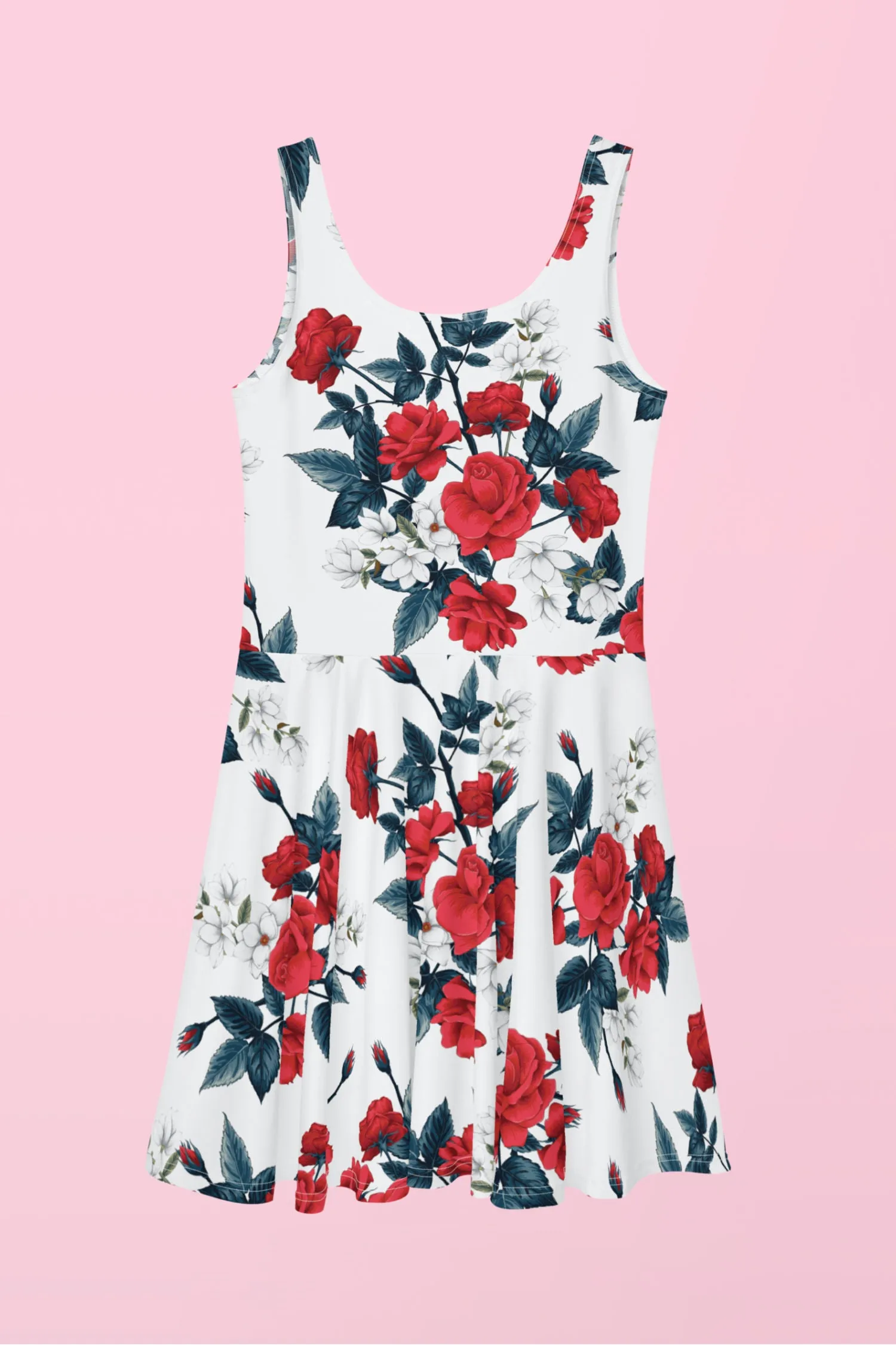 Vestido patinador de rosas