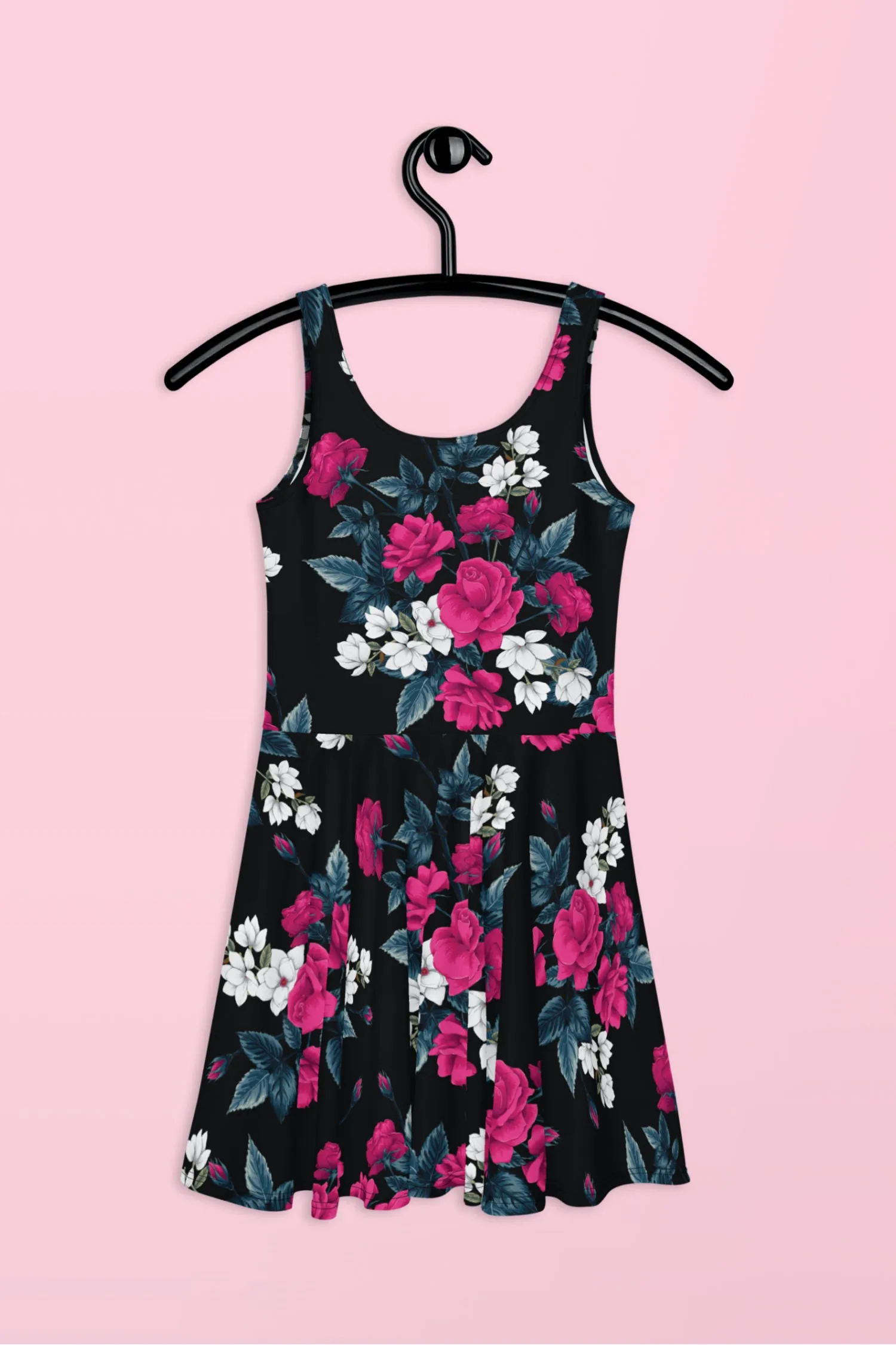Vestido patinador de rosas