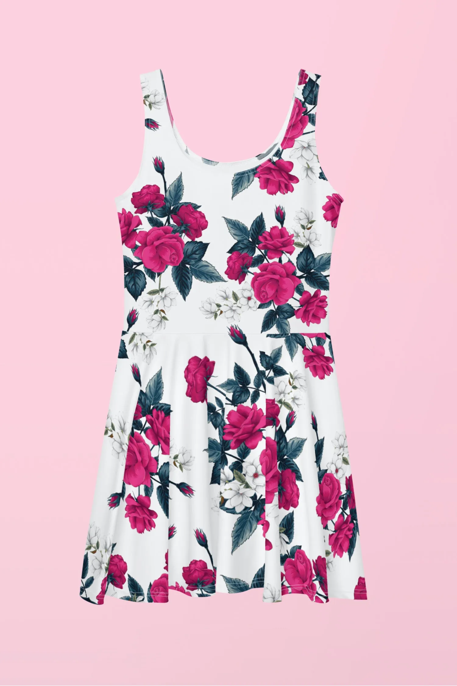 Vestido patinador de rosas